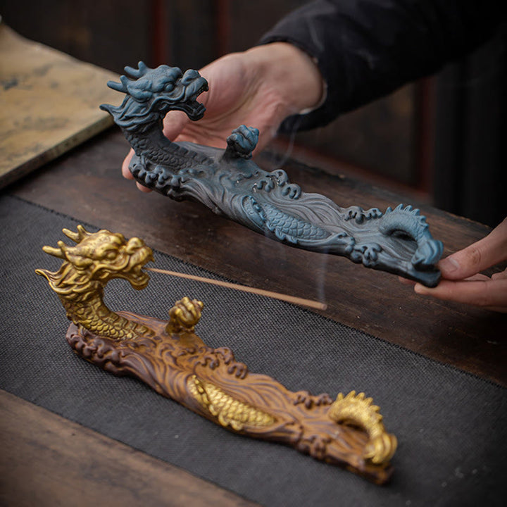 Dragon Protection Ceramic Stick Incense Burner Decoration