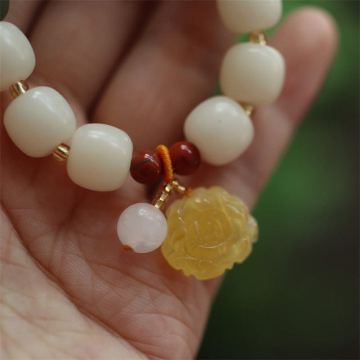 Buddha Stones Gradient Bodhi Seed Amber Lotus Peace Bracelet