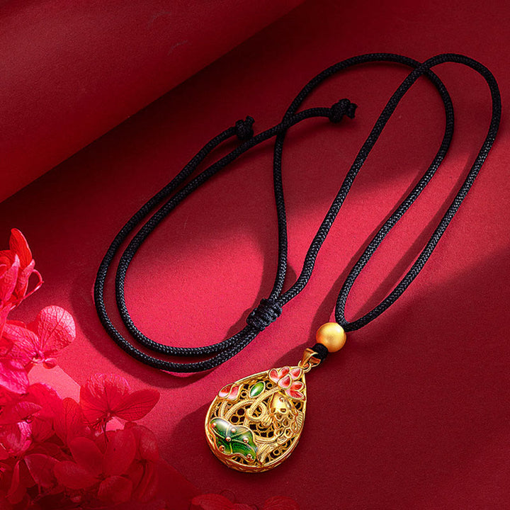 Buddha Stones Koi Fish Lotus Flower Leaf Copper Luck Necklace Pendant