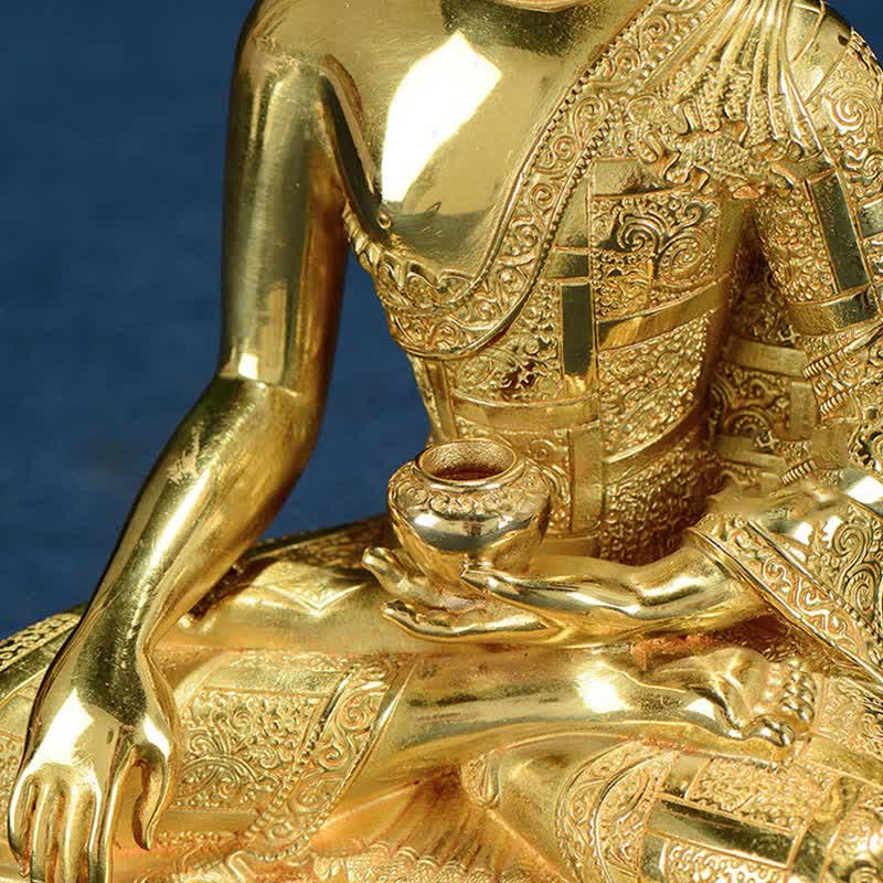 Buddha Shakyamuni Figurine Enlightenment Copper Statue Home Offering Decoration