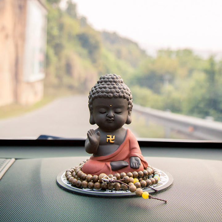 Buddha Stones Small Buddha Serenity Purple Clay Home Desk Decoration