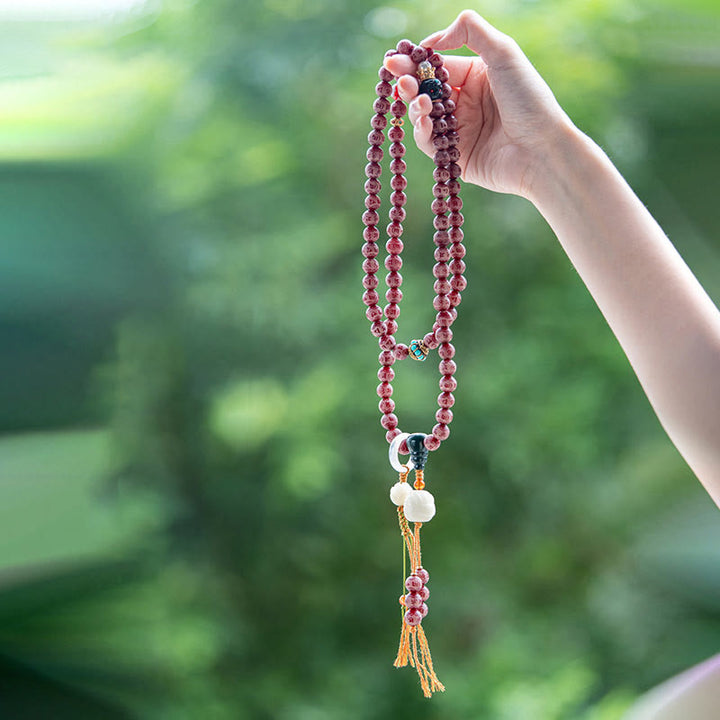 Buddha Stones Red Bodhi Seed Om Mani Padme Hum Lotus Engraved Harmony Bracelet