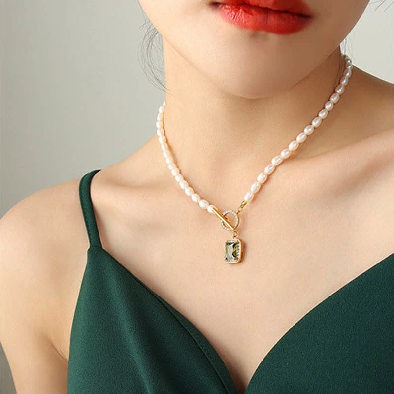 Pearl Zircon Wealth Charm Necklace Pendant