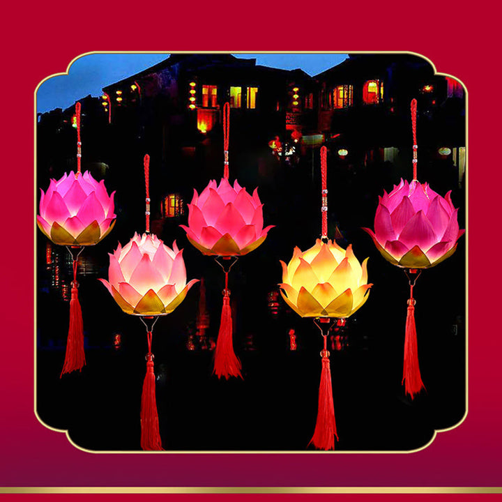 DIY Lotus Flower Dragon Lantern Tassel Lamp Decoration