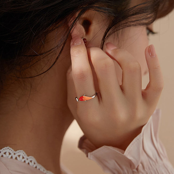 Buddha Stones Koi Fish Copper Balance Luck Adjustable Ring