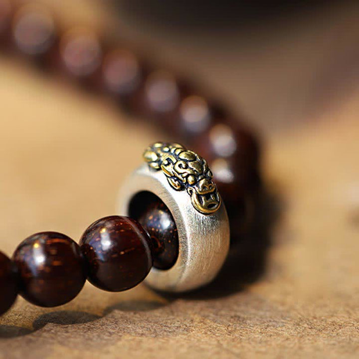 925 Sterling Silver Indian Small Leaf Red Sandalwood Hetian Gray Jade Amber Gold Star Bracelet