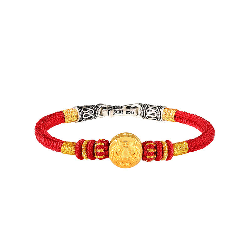 Buddha Stones 999 Gold Chinese Zodiac Auspicious Matches Om Mani Padme Hum Luck Handcrafted Bracelet