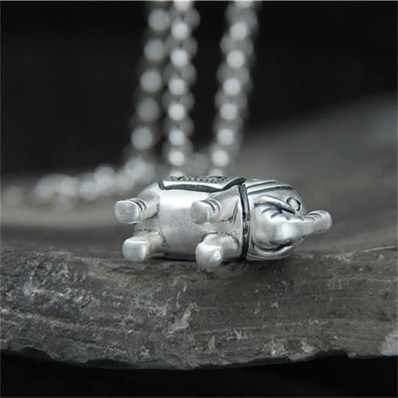 990 Sterling Silver Elephant Strength Necklace Pendant