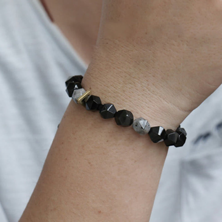 Black Obsidian Black Glitter Stone Purification Bracelet