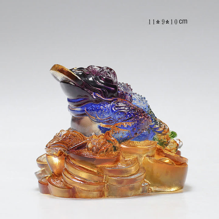 Feng Shui Frog Handmade Liuli Crystal Art Piece Wealth Home Office Decoration