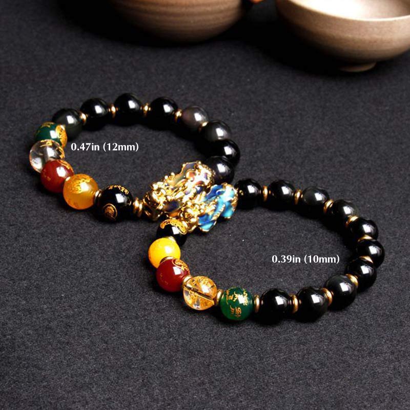 Buddha Stones Color-Changing Pixiu Obsidian Wealth Bracelet