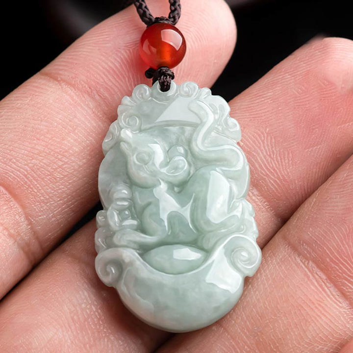 Natural Jade 12 Chinese Zodiac Sucess Pendant Necklace