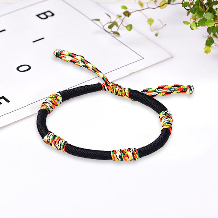 Buddha Stones Tibetan Handmade Colorful King Kong Knot Lucky Protection Braid String Bracelet