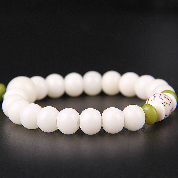 Buddha Stones Lotus Natural White Bodhi Seed Luck Bracelet