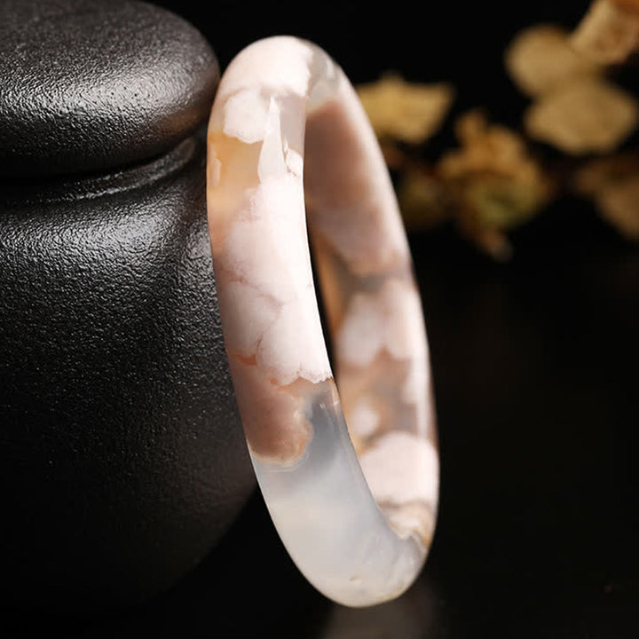 Natural Sakura Agate Peace Bracelet Bangle