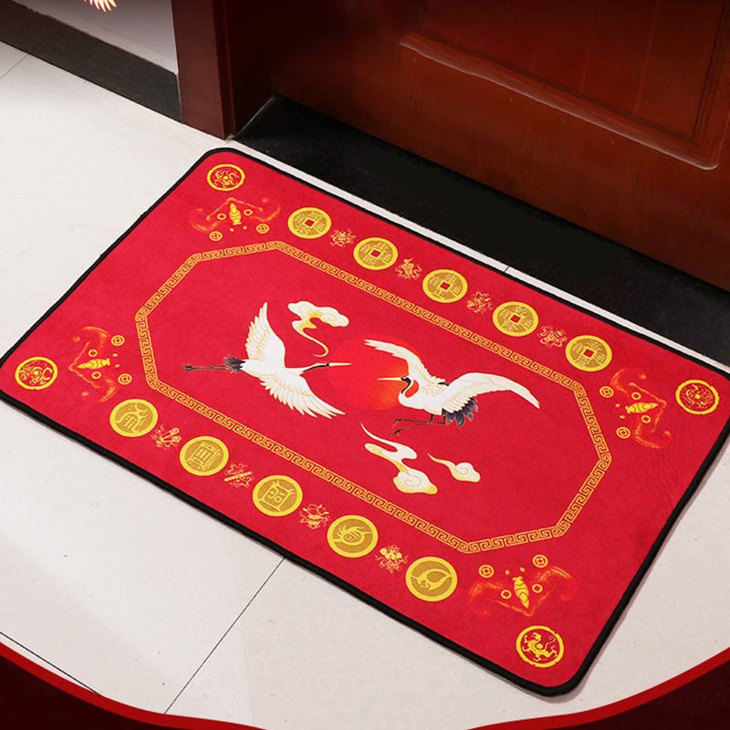 Buddha Stones Five Elements Lucky Crane Gourd Kirin Dragon Axe Nine Koi Fish Non-slip Foot Pad Doormat