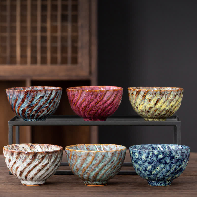 Peach Blossom Pattern Ceramic Teacup Flower Tea Cups