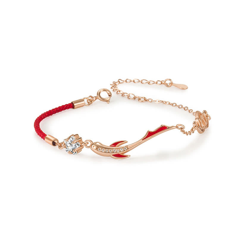 Buddha Stones 925 Sterling Silver Luck Koi Fish Lotus Star Braided Red String Bracelet