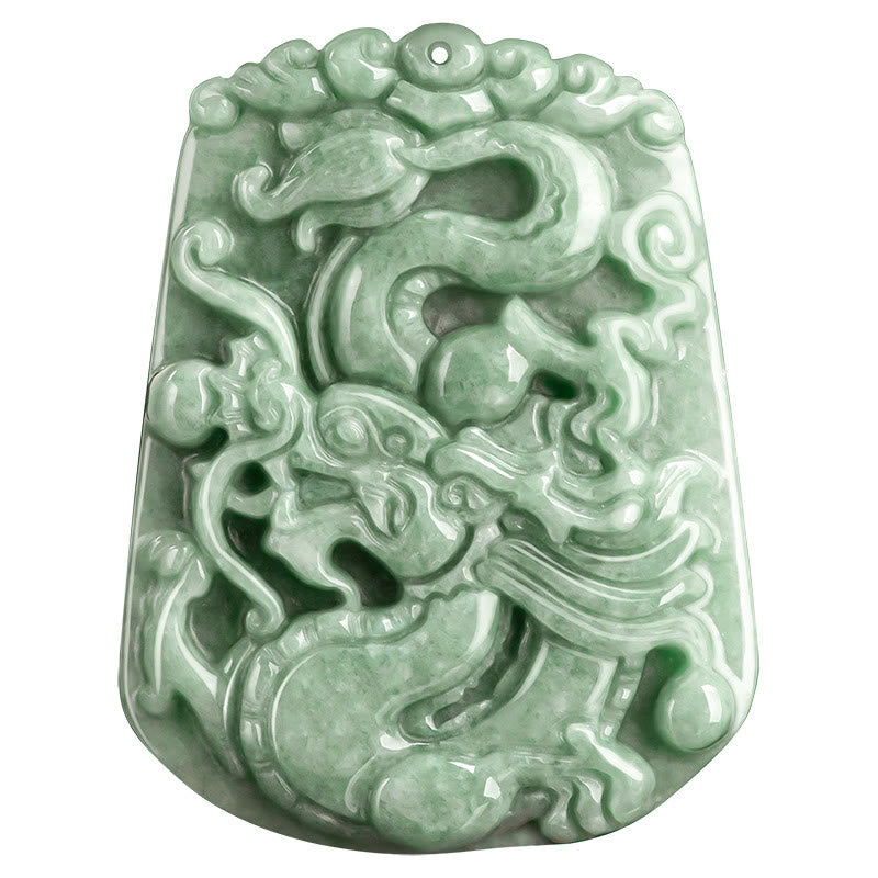 Buddha Stones Year Of The Dragon Chinese Zodiac Dragon Soaring Jade Protection Bead Chain Necklace Pendant