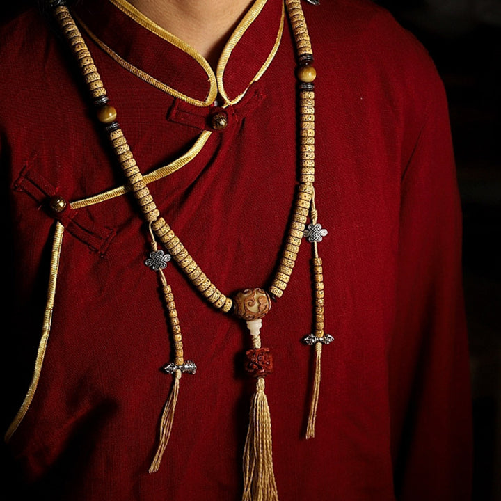 Tibet 108 Mala Beads Bodhi Seed Cross Vajra Dharma Wheel PiXiu Wealth Bracelet