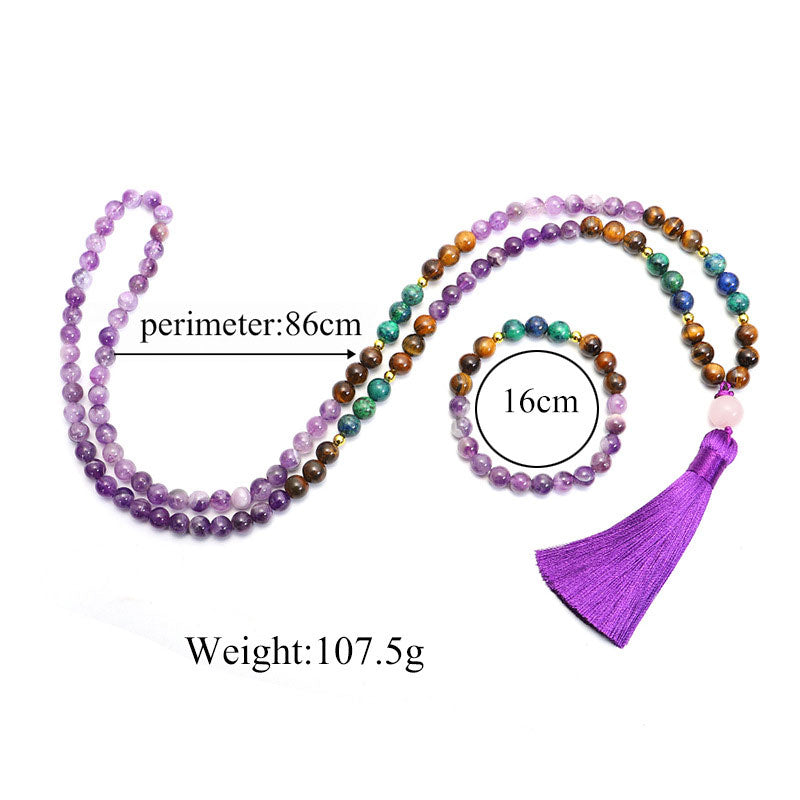 Buddha Stones Tibetan Amethyst Purify Bracelet Mala Set