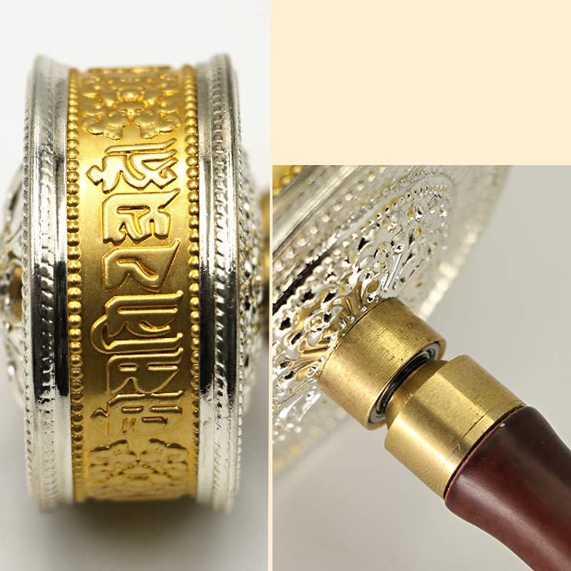 Tibetan Prayer Wheel Six True Words Copper Peace Protection Decoration