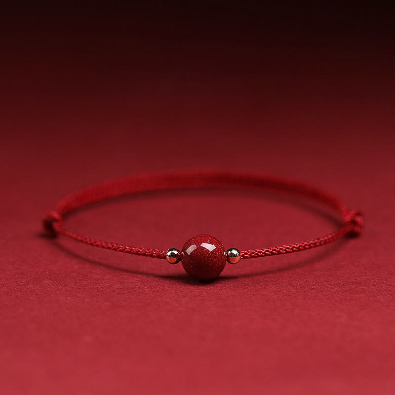 Buddha Stones Natural Lucky Cinnabar Bead Blessing String Bracelet Anklet