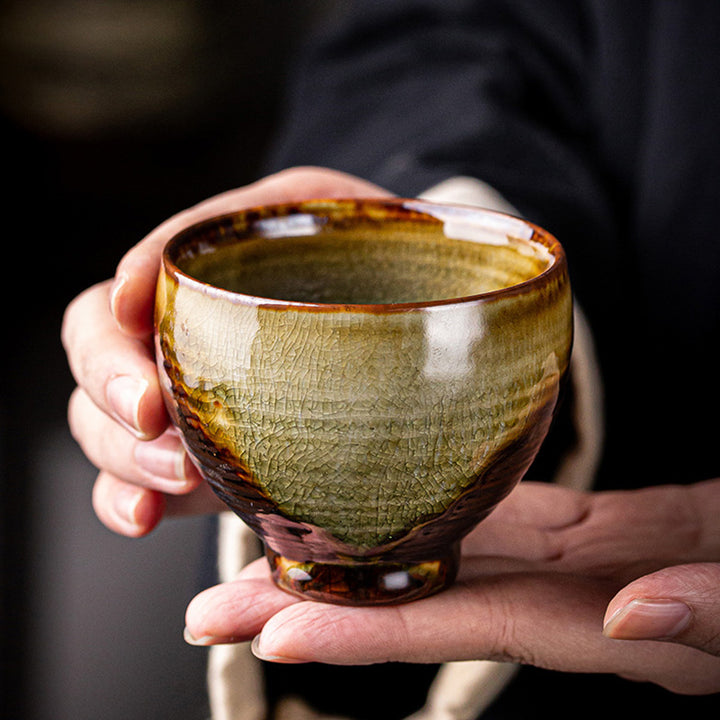 Buddha Stones Retro Brown Kiln Change Ceramic Teacup Kung Fu Tea Cup