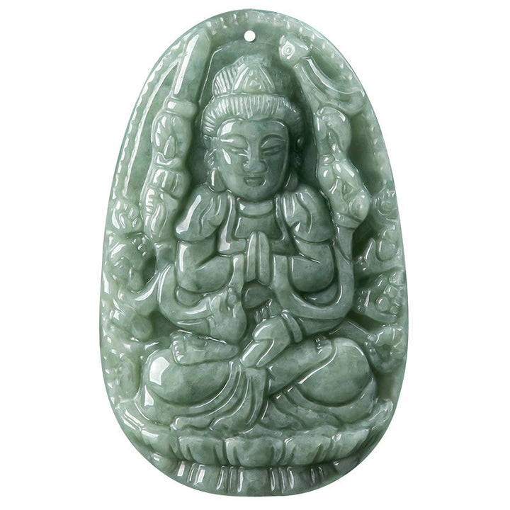 Buddha Stones Chinese Zodiac Natal Buddha Natural Jade Wealth Prosperity Necklace Pendant