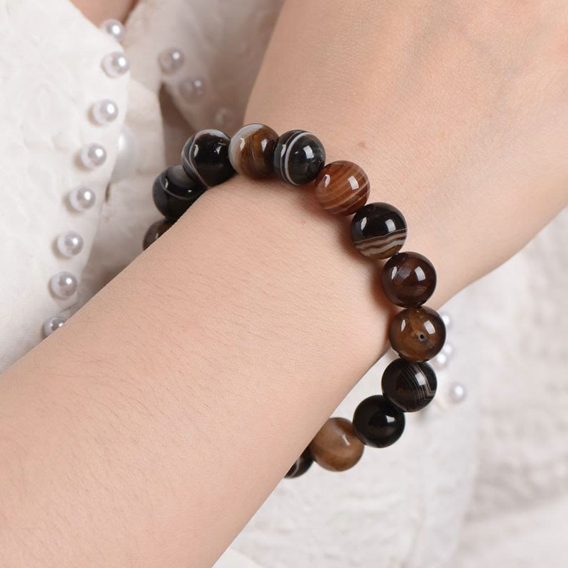 Buddha Stones Tibetan Sardonyx Happiness Positive Bracelet