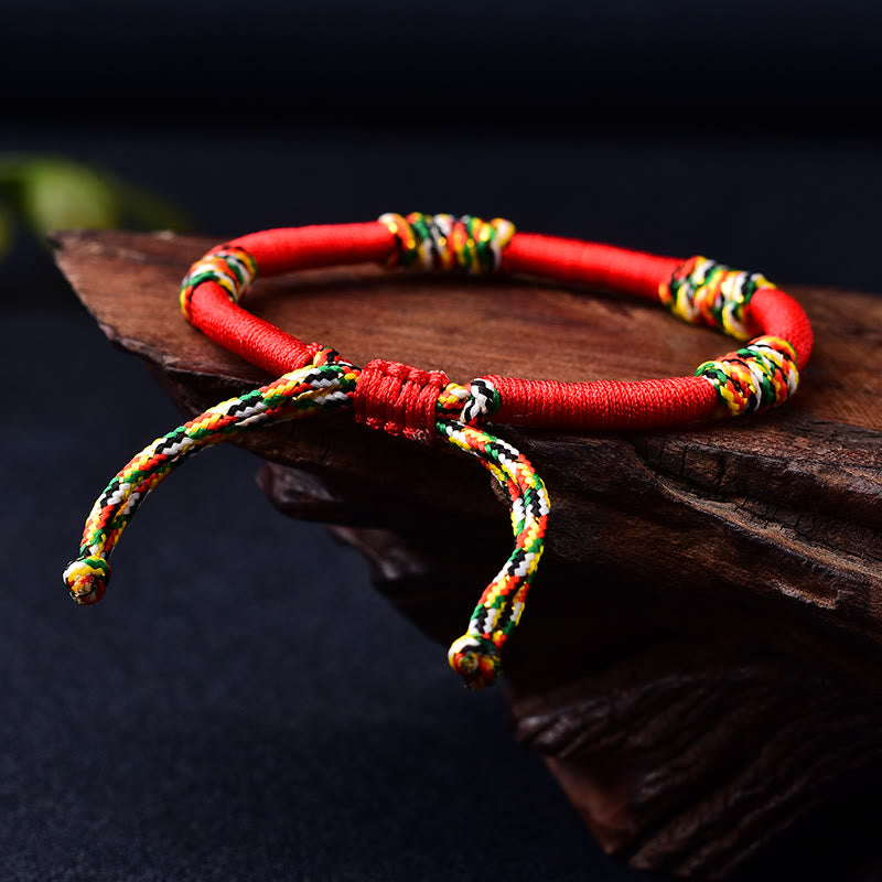 Buddha Stones Tibetan Handmade Colorful King Kong Knot Lucky Protection Braid String Bracelet