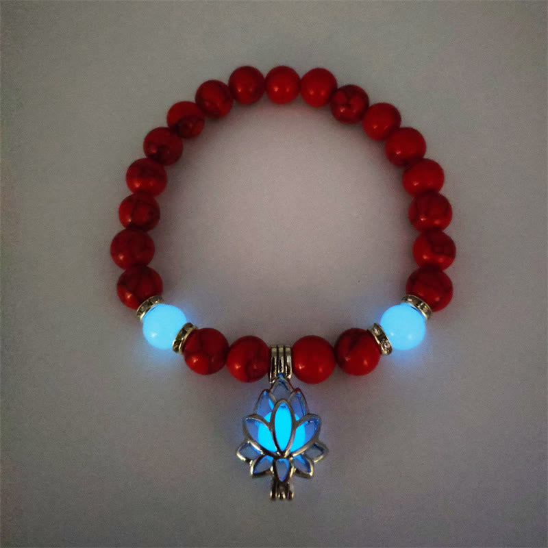 FREE Today: Positive Thinking Tibetan Turquoise Glowstone Luminous Bead Lotus Protection Bracelet