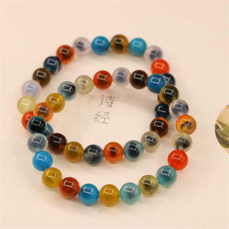 Colorful Candy Agate Healing Strength Bead Bracelet