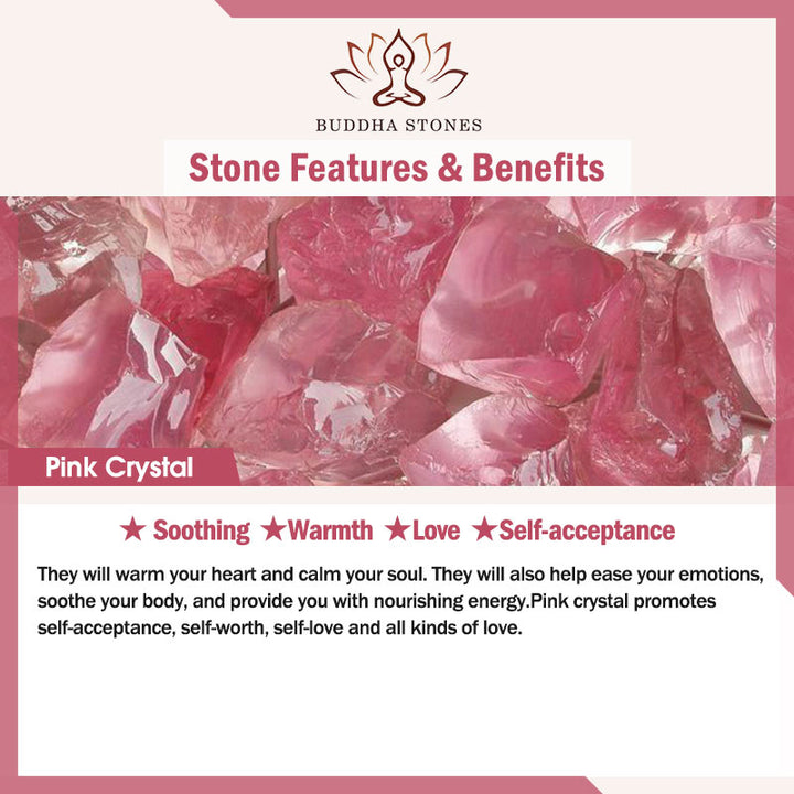 Buddha Stones Various Crystal Amethyst Pink Crystal Lotus Healing Necklace Pendant