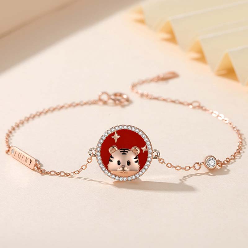 925 Sterling Silver Chinese Zodiac Tiger Lucky Bracelet Necklace (Extra 30% Off | USE CODE: FS30)