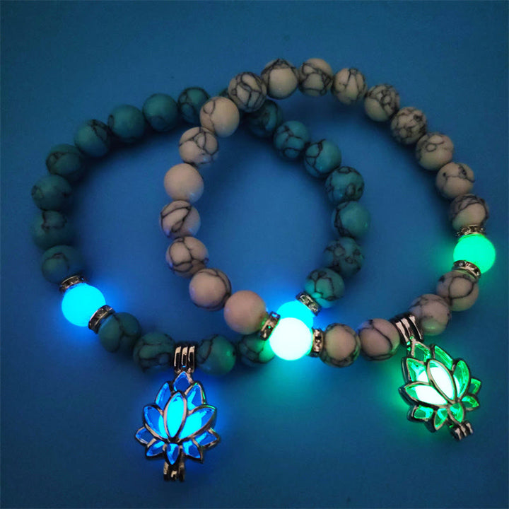 FREE Today: Positive Thinking Tibetan Turquoise Glowstone Luminous Bead Lotus Protection Bracelet