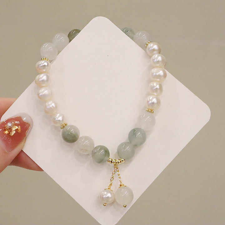 Buddha Stones Natural Pearl Jade Healing Sincerity Bracelet