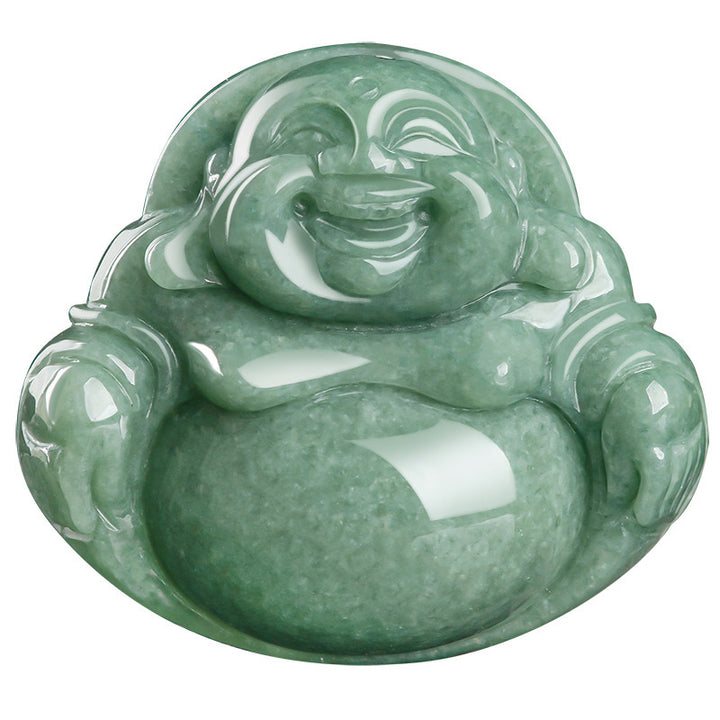 Laughing Buddha Cyan Jade Harmony Necklace String Bead Pendant