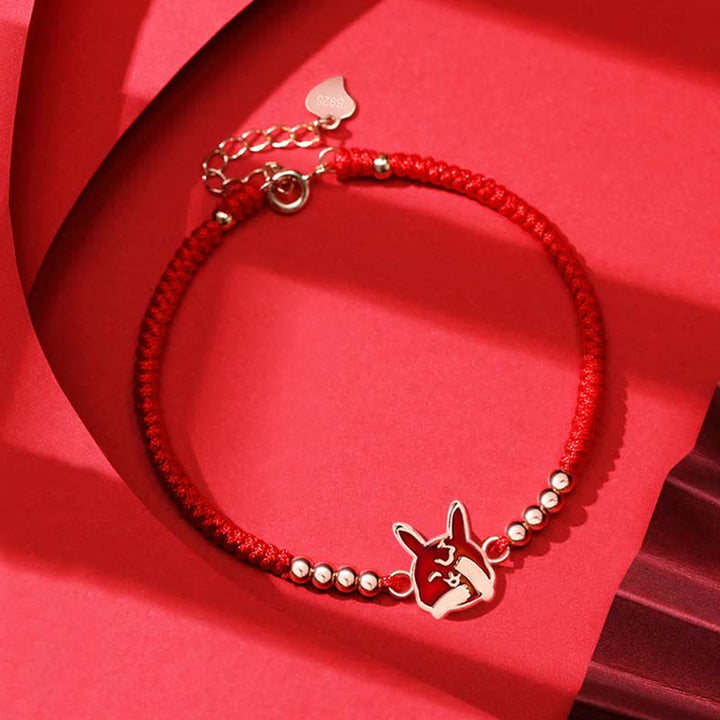 Buddha Stones 925 Sterling Silver Chinese Zodiac Luck Faith Discolor Red String Bracelet