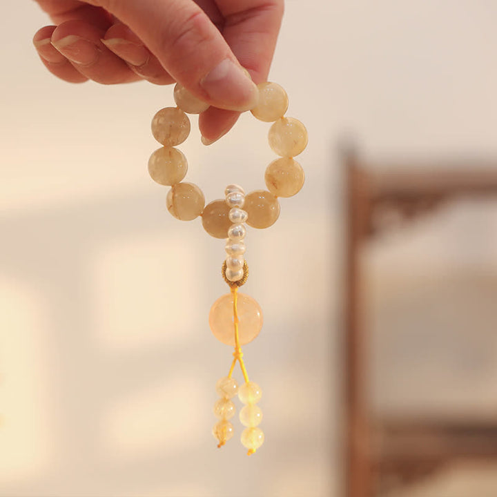 Citrine Peace Buckle Prosperity Happiness Wrist Mala