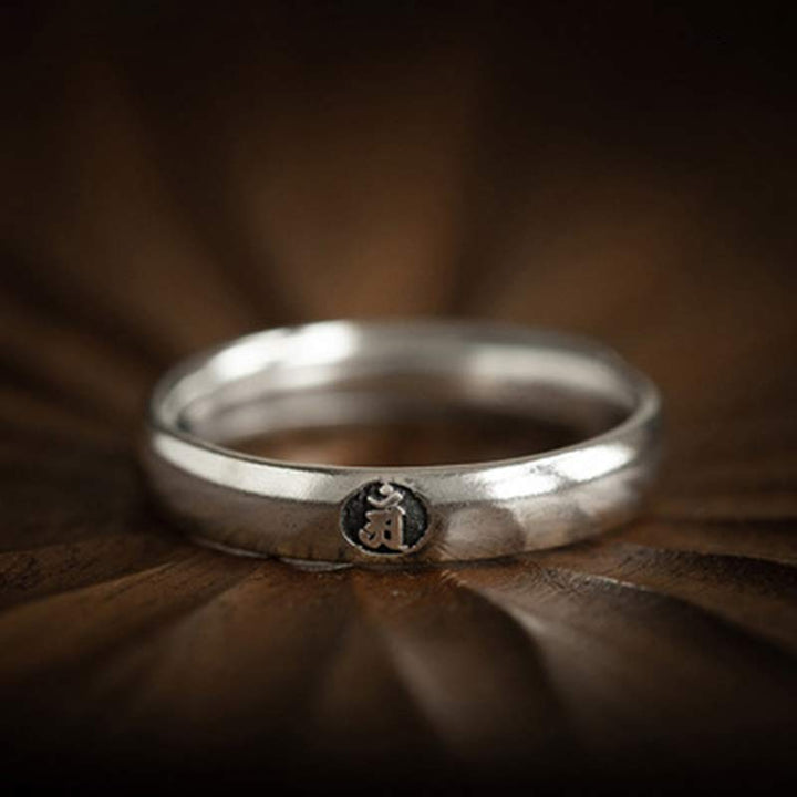 925 Sterling Silver Chinese Zodiac Natal Buddha Blessing Couple Ring