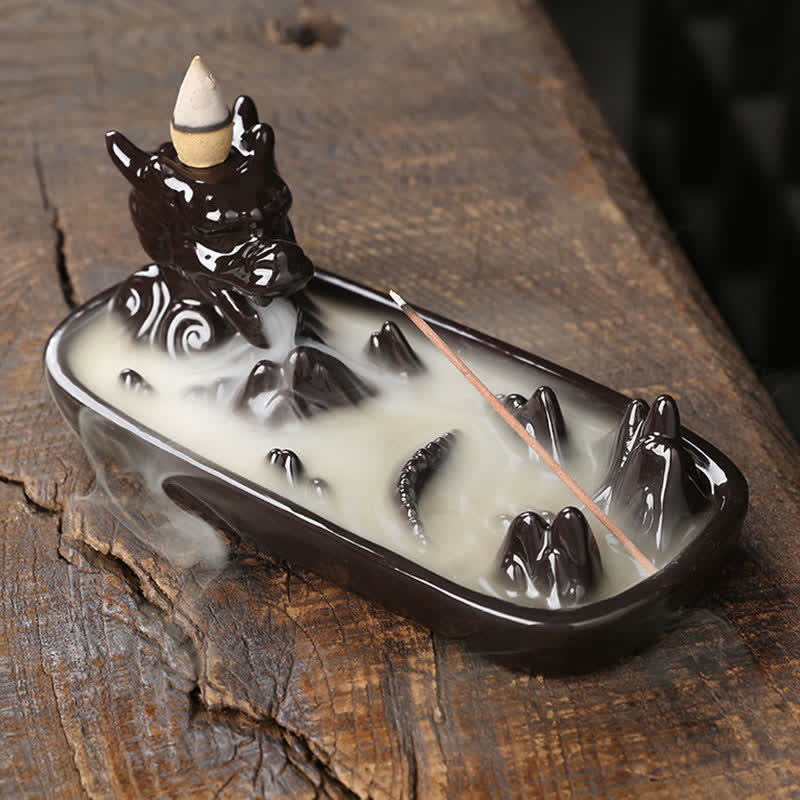 Dragon Mountain Strength Ceramic Incense Burner Decoration