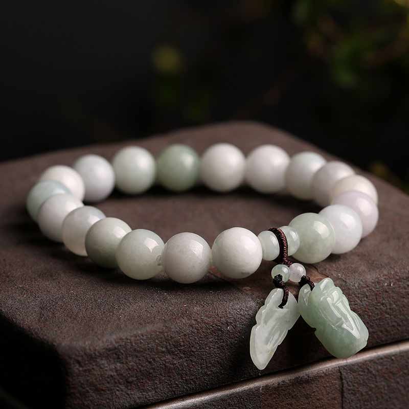 Buddha Stones Natural Jade Pi Xiu Buddha Gourd Apple Success Bracelet