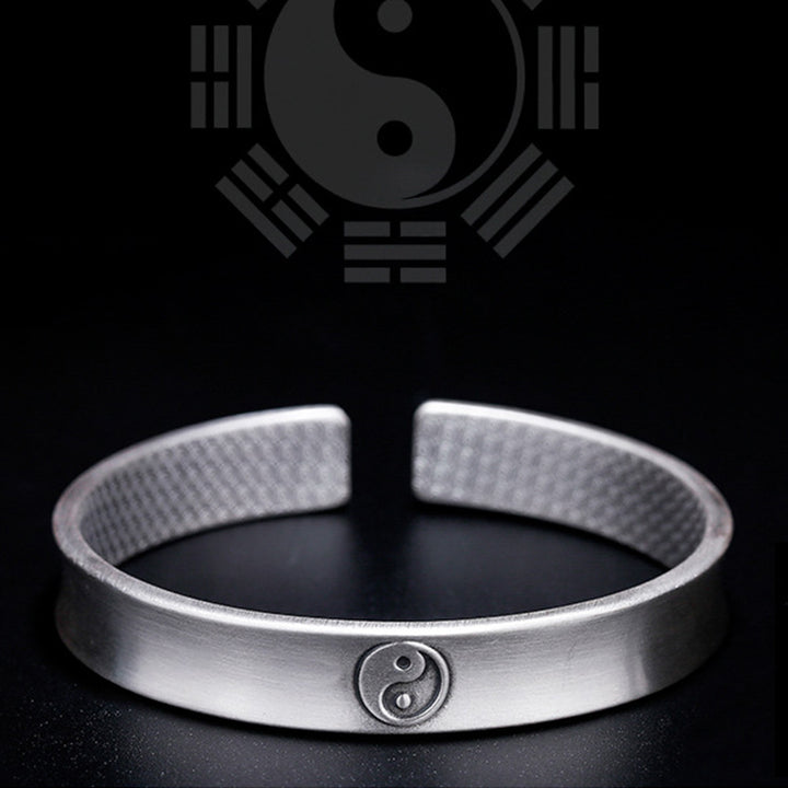 999 Sterling Silver Yin Yang Auspicious Clouds Balance Harmony Bracelet