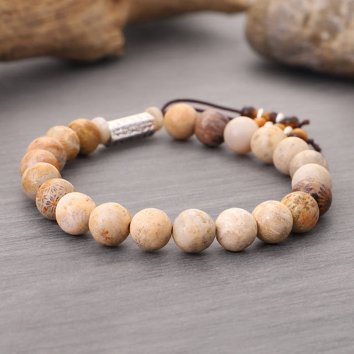 Weathered Stone Om Mani Padme Hum Strengthen Bracelet