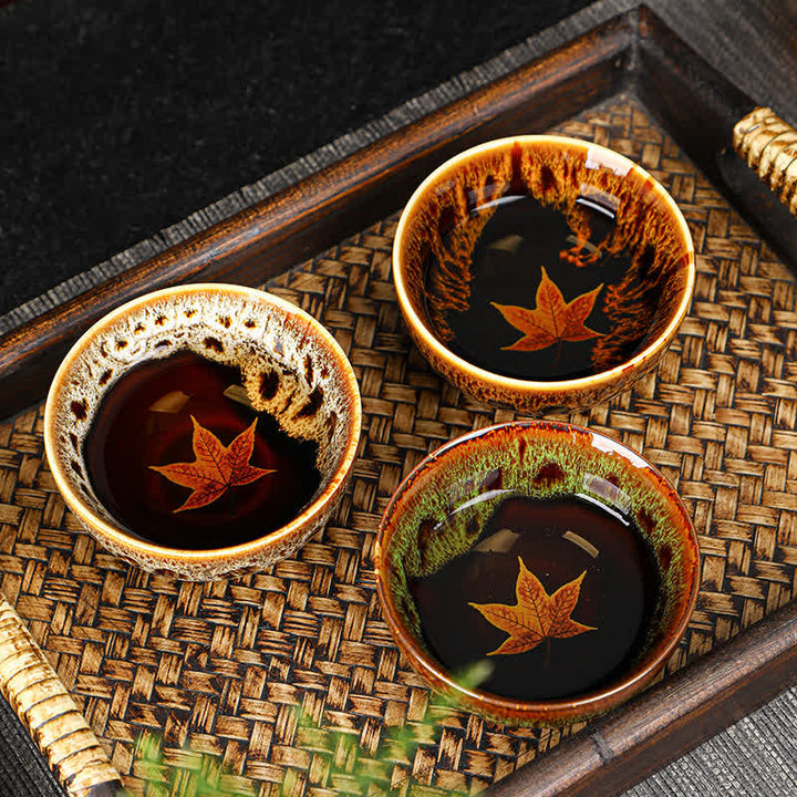 Maple Leaf Colorful Ceramic Teacup Home Tea Cups