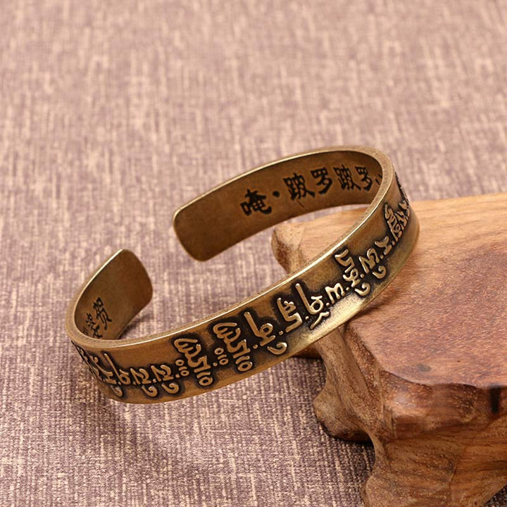 Buddha Stones Tibetan Sanskrit Copper Healing Bracelet Bangle