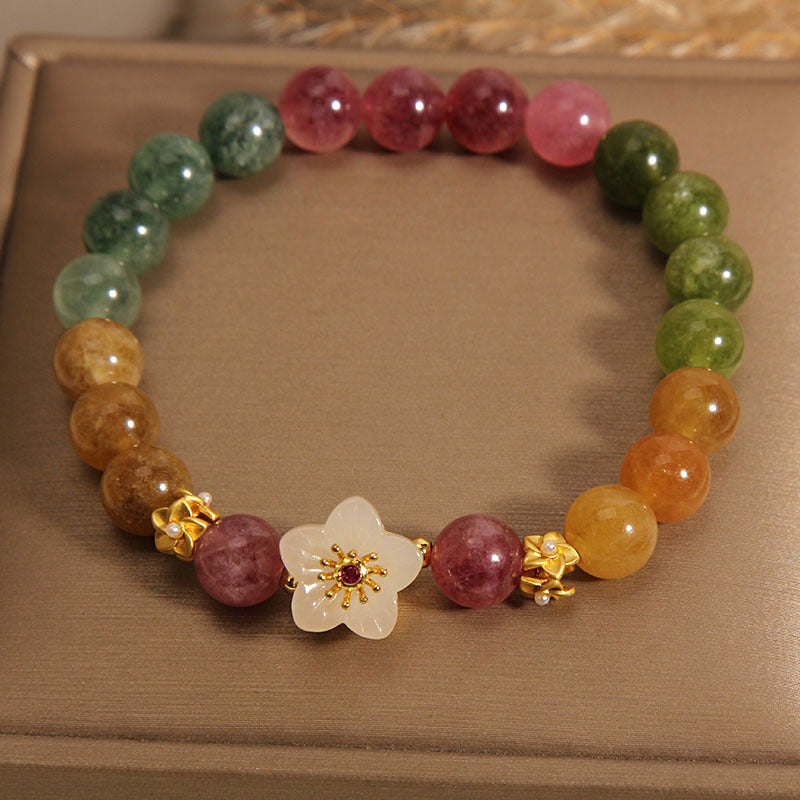 FREE Today: Colorful Tourmaline Healing Positive Flowers Bracelet