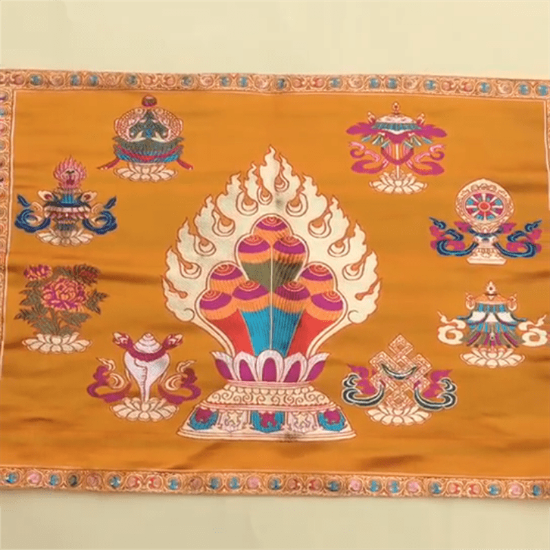 Prayer Altar Mat Healing Meditation 8 Auspicious Symbols Mat