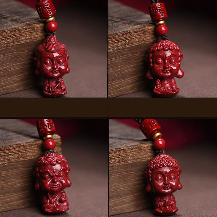 Buddha Stones Chinese Zodiac Natal Buddha Natural Cinnabar Amulet Keep Away Evil Spirits Necklace Pendant